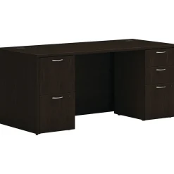 Computer Desks*HON Mod 66"W Double-Pedestal Desk, (HLPLDS66PSJA1) Java Oak