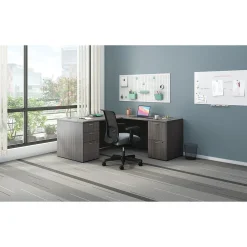 Computer Desks*HON Mod 66"W L-Shaped Double-Pedestal Desk, (HLPL6672LDESKSL1) Slate Teak