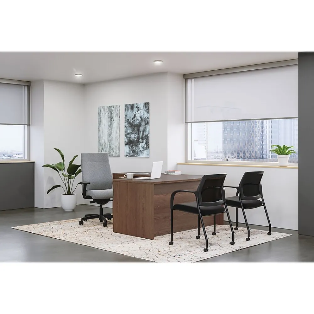 L-Desks*HON Mod 60"W L-Shaped Double-Pedestal Desk, (HLPL6072LDESK2BBFSE1) Sepia Walnut