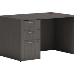 Office Desks*HON Mod 48"W Single-Pedestal Desk, (HLPLDS4830BBFLS1) Slate Teak