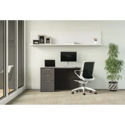 Office Desks*HON Mod 48"W Single-Pedestal Desk, (HLPLDS4830BBFLS1) Slate Teak