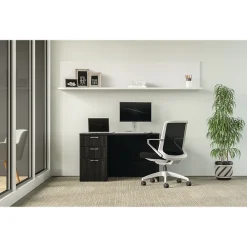 Computer Desks*HON Mod 48"W Single-Pedestal Desk, (HLPLDS4830BBFJA1) Java Oak