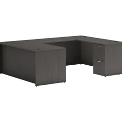 Computer Desks*HON Mod 66"W x 96"D U-Shaped Computer Desk with 2 Support Pedestals, (HLPL6696UDESKSL1) Slate Teak
