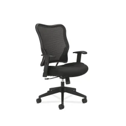 Office Chairs*HON Wave Mesh High-Back Task Chair, Synchro-Tilt, Adjustable Arms, Black Sandwich Mesh Seat (BSXVL702MM10)