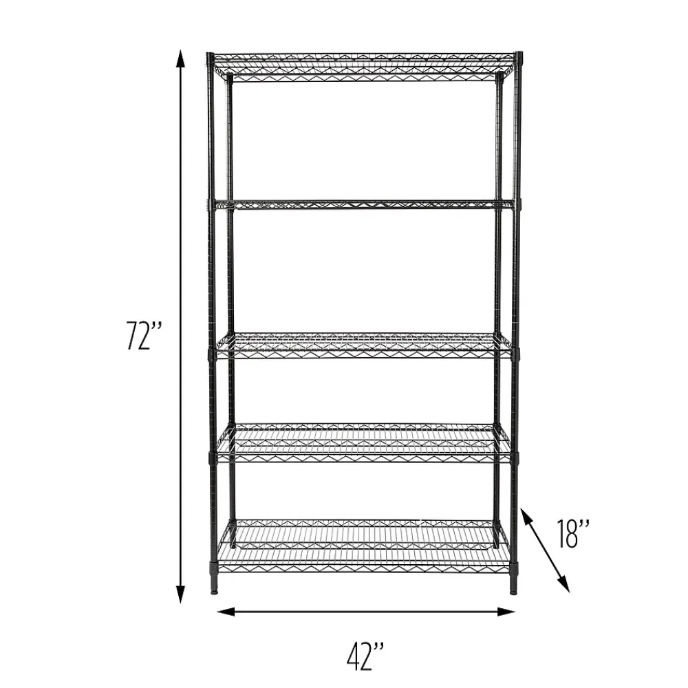 Shelving*Honey-Can-Do Honey Can Do 5-Shelf Metal Unit, 42"W, Black (SHF-01440)
