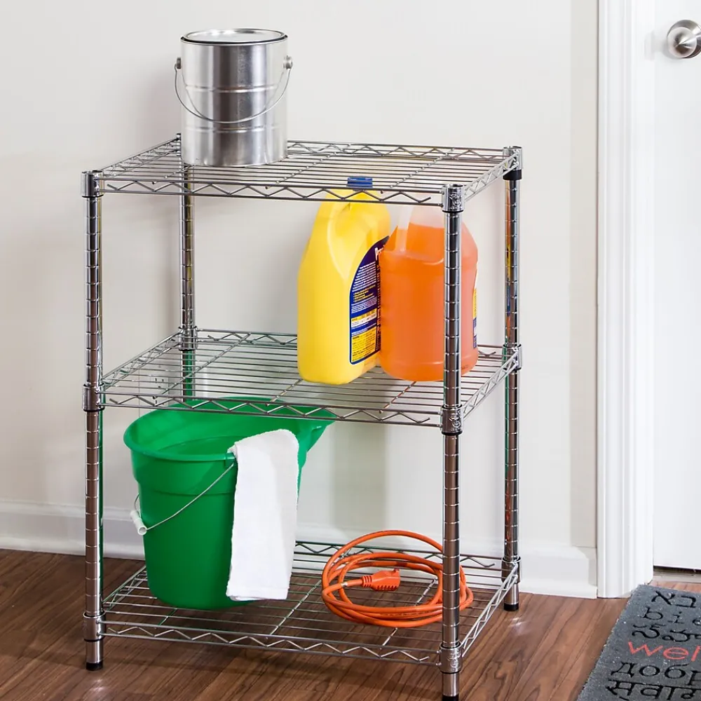 Shelving*Honey-Can-Do 3-Shelf Metal Unit, 24"W, Chrome (SHF-01903)