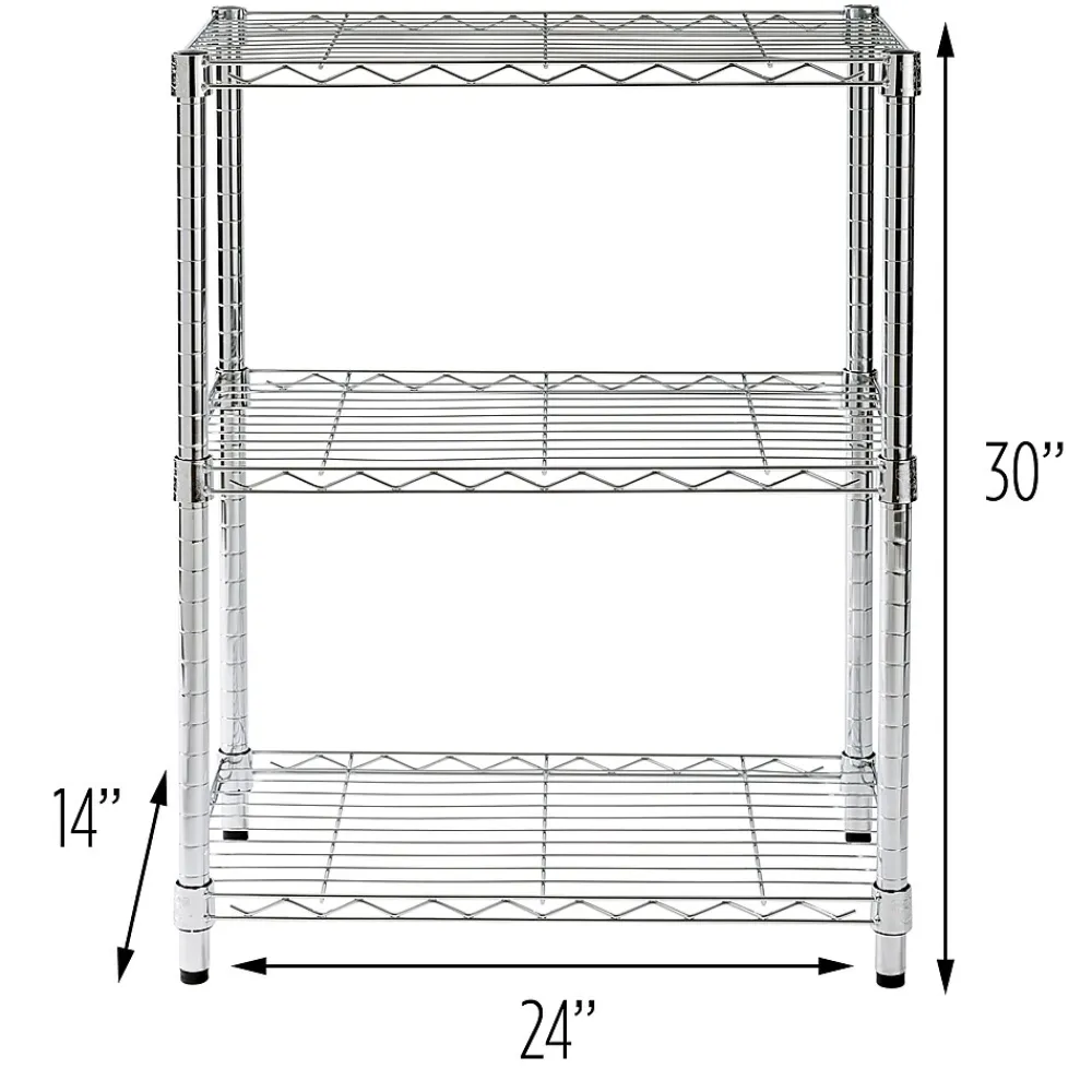 Shelving*Honey-Can-Do 3-Shelf Metal Unit, 24"W, Chrome (SHF-01903)