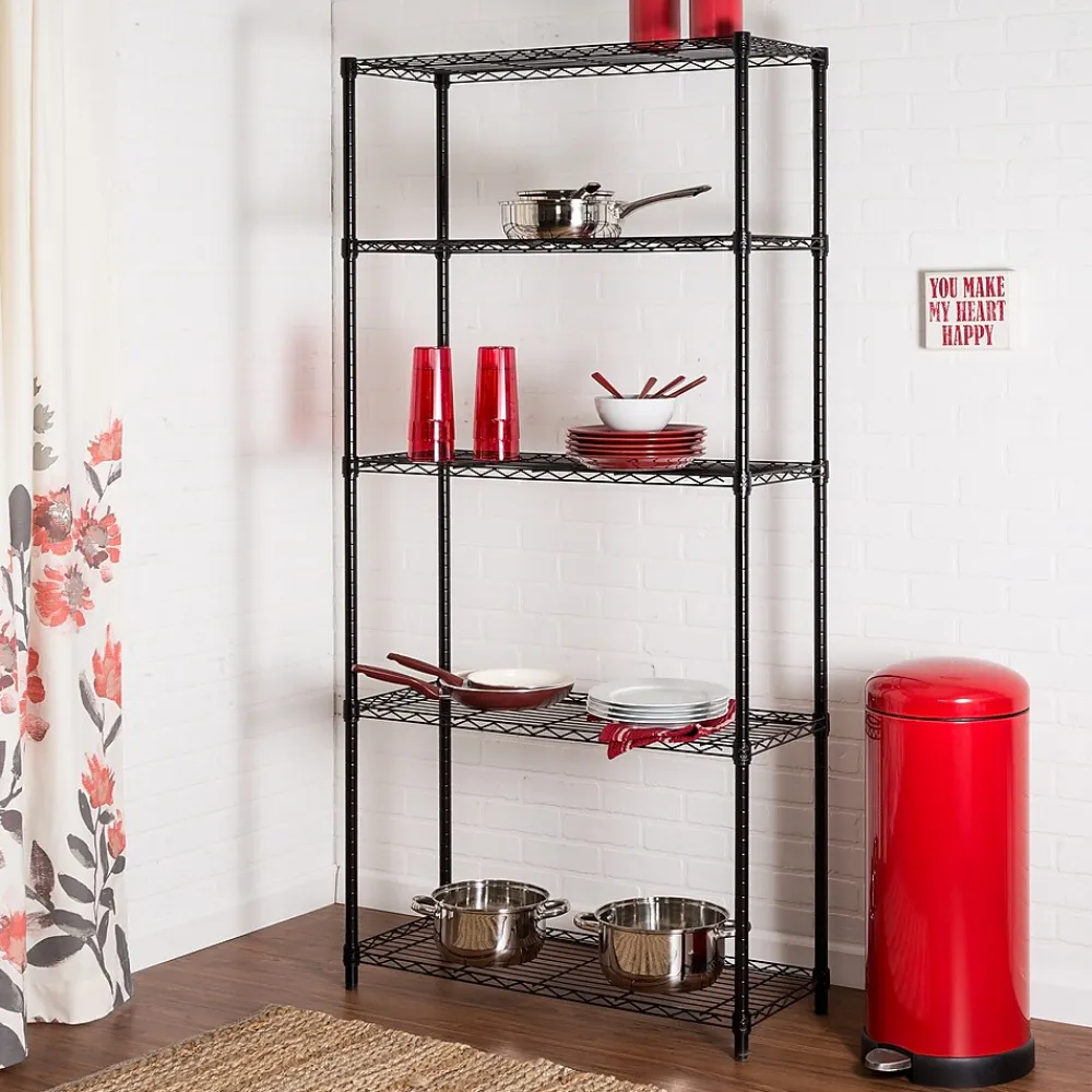 Shelving*Honey-Can-Do 5-Shelf Metal Unit, 36"W, Black (SHF-01442)