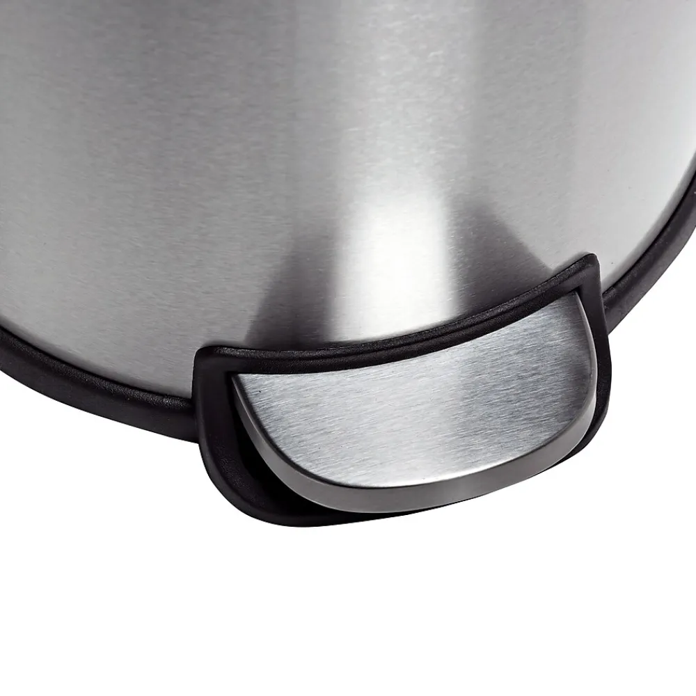 Steel Indoor Round Step Can Trash Can with Hinged Lid, 7.92 Gallon, Silver (TRS-09074)<Honey-Can-Do Best