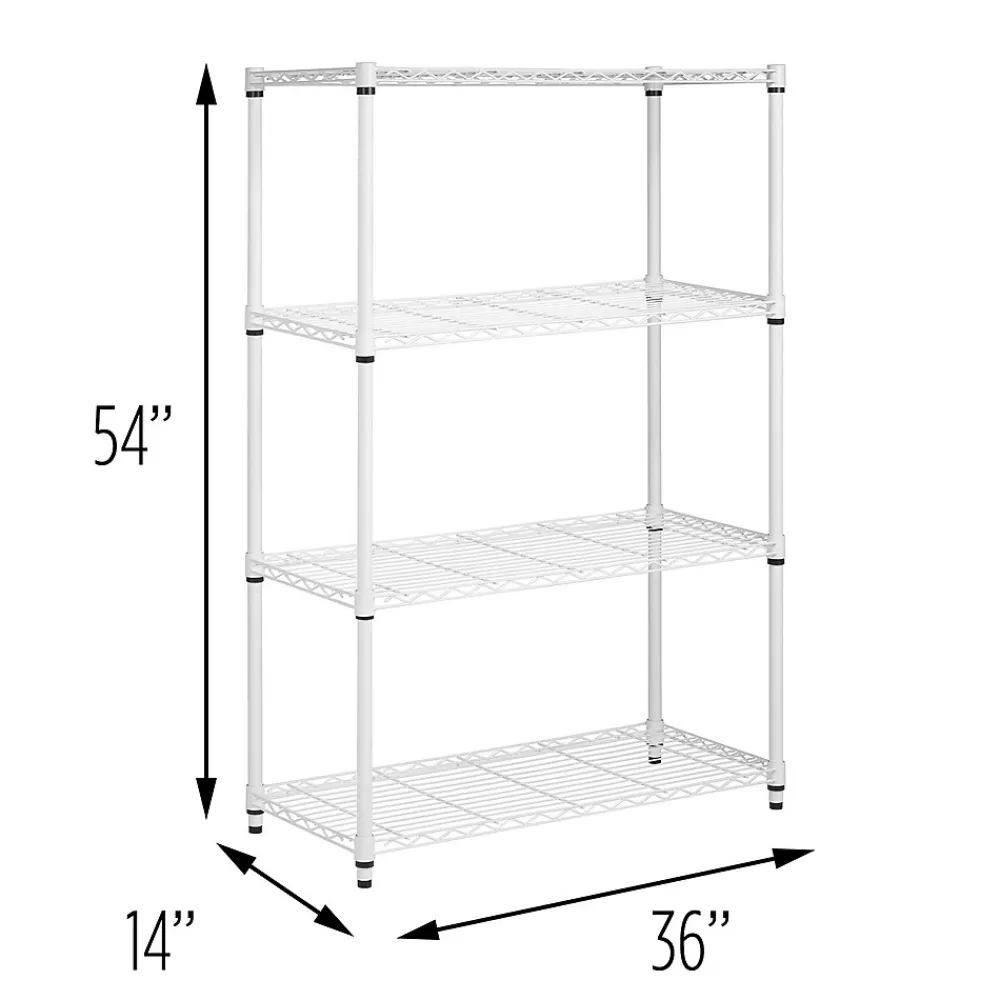 Shelving*Honey-Can-Do 4-Tier Heavy-Duty Adjustable Shelving Unit with 250-lb Weight Capacity, 14"W, White (SHF-09440)