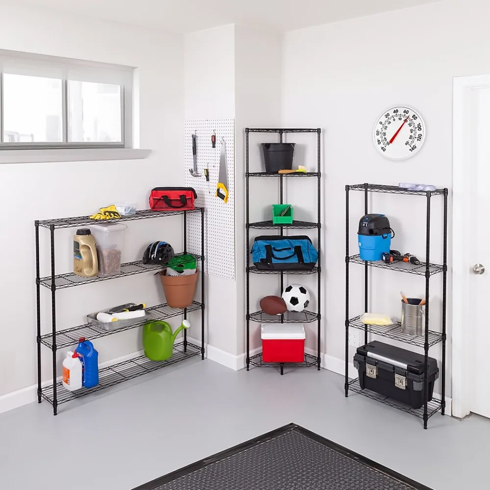 Shelving*Honey-Can-Do 4-Tier Slim Profile Shelving Unit, 56" x 24" x 10", Black (SHF-10002)