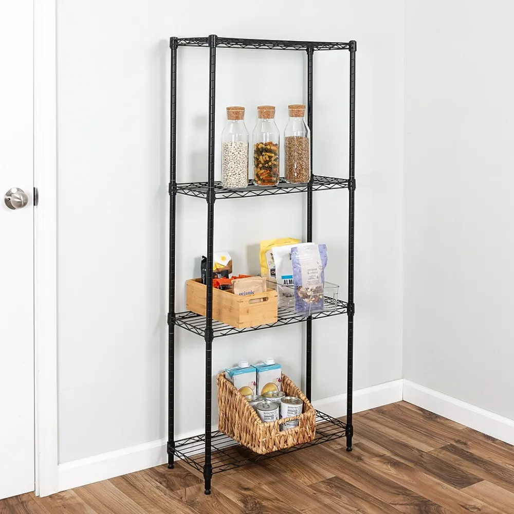 Shelving*Honey-Can-Do 4-Tier Slim Profile Shelving Unit, 56" x 24" x 10", Black (SHF-10002)