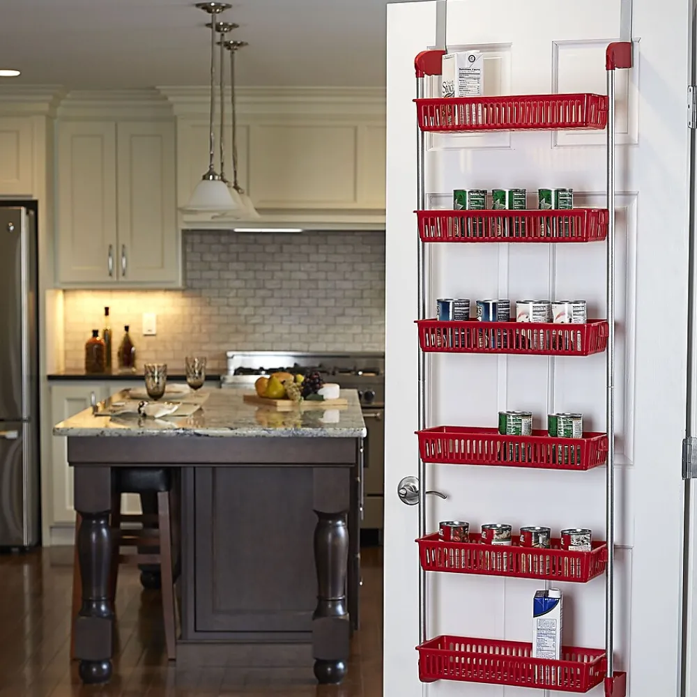 Shelving*Household Essentials OTD 6-Shelf Hanging Storage Rack, 57" x 19.25" x 6.25", Red (2153-1)