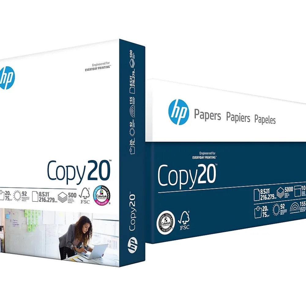 Multipurpose Paper*HP Copy20 8.5" x 11" Multipurpose Paper, 20 lbs., 92 Brightness, 500 Sheets/Ream, 10 Reams/Carton (200230)