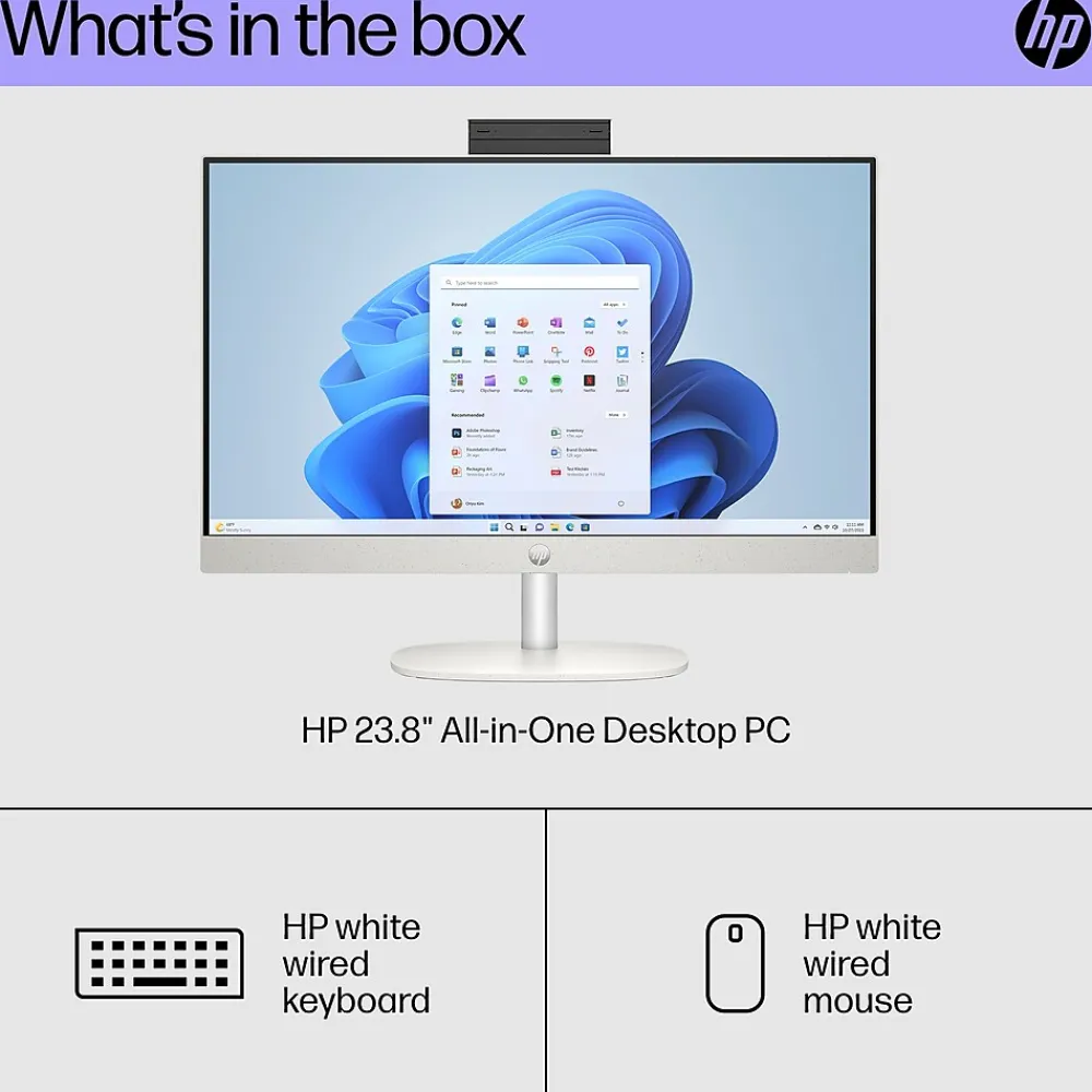 Discount HP 24-cr0026 23.8" All-in-One Desktop Computer, Intel Core i3-N300, 8GB Memory, 256GB SSD (9W2H5AA#ABA)