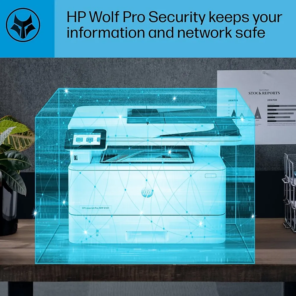 HP LaserJet Pro MFP 4101fdw Wireless Black & White Laser Printer, All-In-One, Print, Scan, Copy, Fax, Best for Office (2Z619F)
