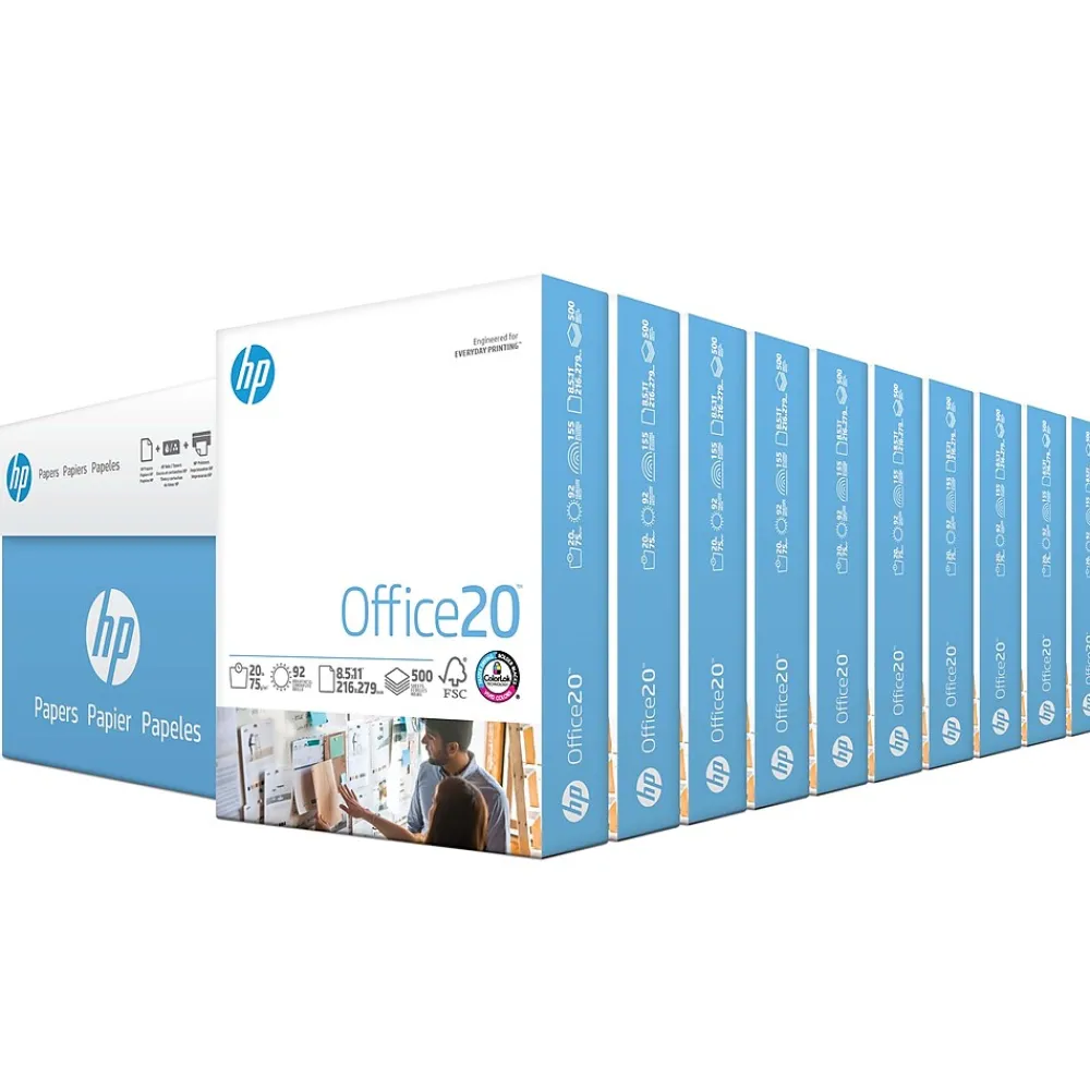 Multipurpose Paper*HP Office20 Multipurpose Paper, 8.5" x 11", 20 lbs., White, 500 Sheets/Ream, 10 Reams/Carton (C8511)