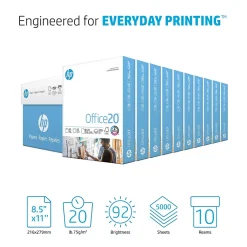 Multipurpose Paper*HP Office20 Multipurpose Paper, 8.5" x 11", 20 lbs., White, 500 Sheets/Ream, 10 Reams/Carton (C8511)