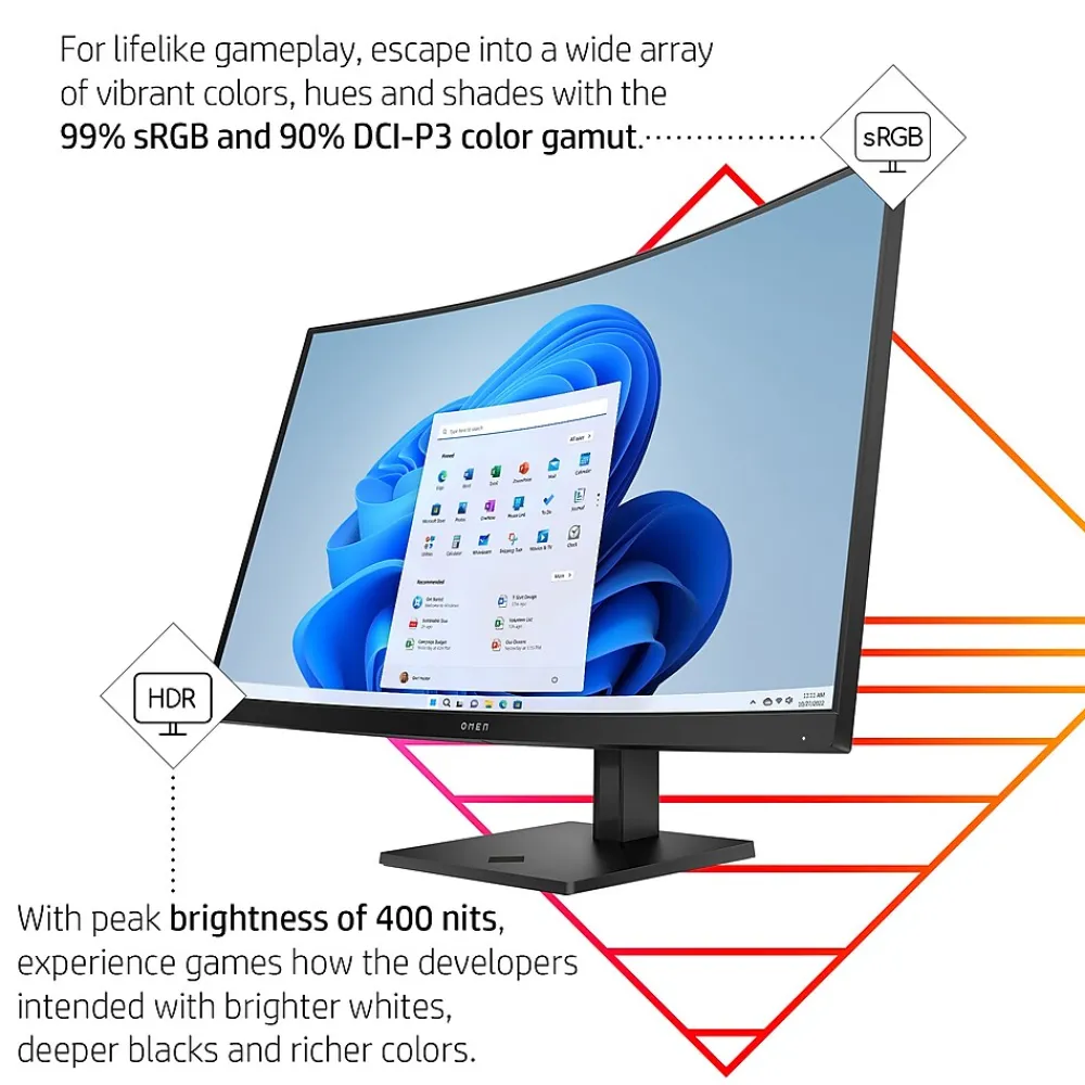 HP OMEN 32c 31.5" Curved LCD Monitor, Jet Black (780K6AA#ABA)