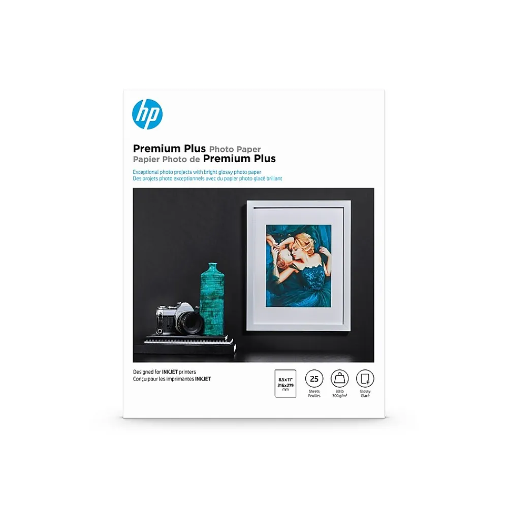 Photo Paper*HP Premium Plus Photo Paper, Glossy, 8.5" x 11", 25 Sheets/Pack (CR670A)