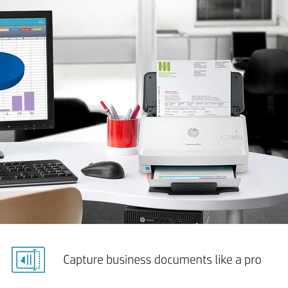 HP Scanjet Pro 2000 s2 Duplex Desktop Document Scanner, White (6FW06A#BGJ)