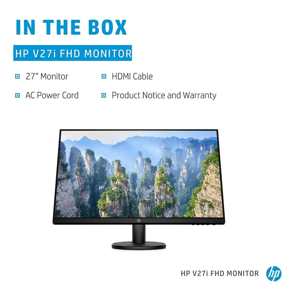 Clearance HP V27i Monitor, 27" LED Monitor, Black (9SV92AA#ABA)
