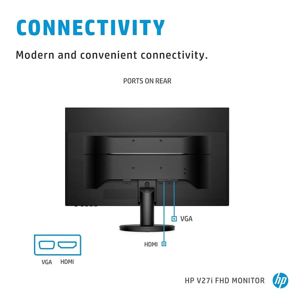 Clearance HP V27i Monitor, 27" LED Monitor, Black (9SV92AA#ABA)