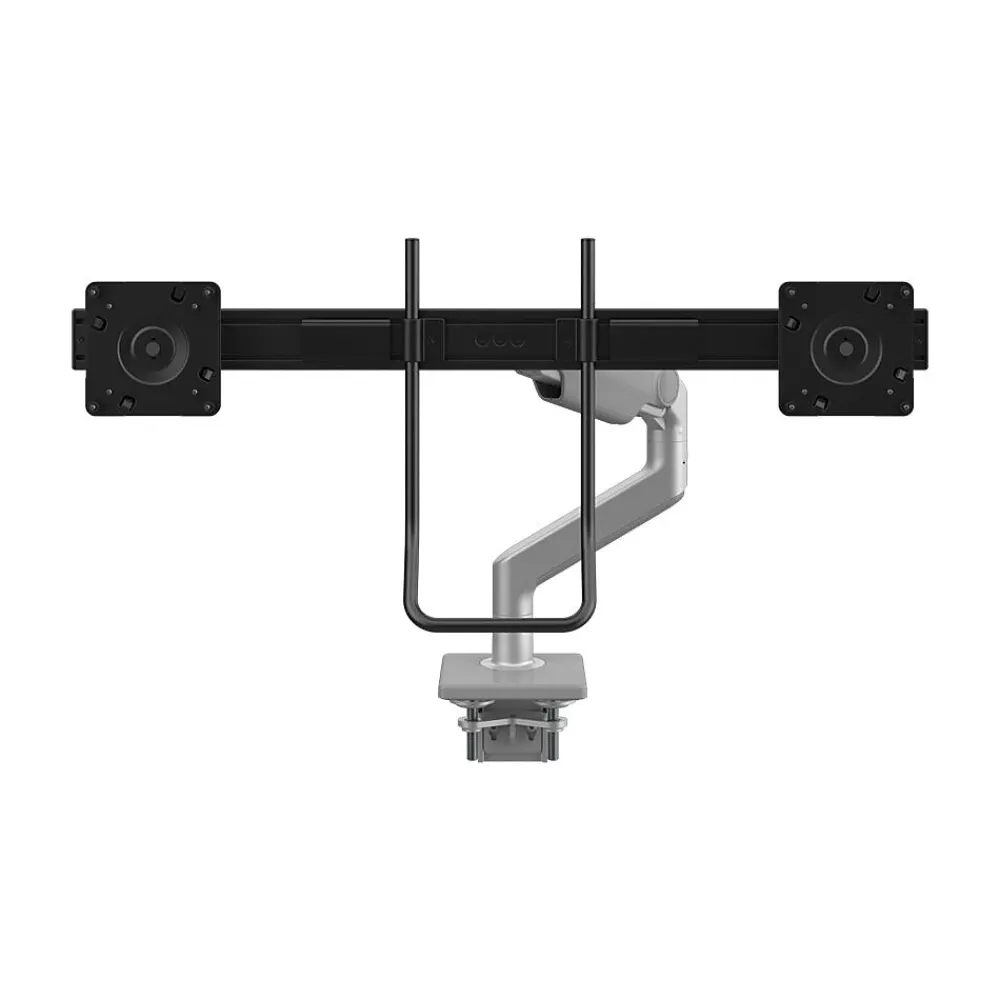 Clearance Humanscale Adjustable Dual Arms, Up to 28" Monitor, Silver (M82HBS)