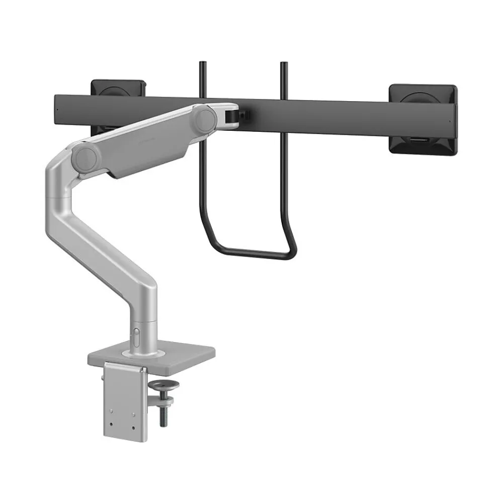 Clearance Humanscale Adjustable Dual Arms, Up to 28" Monitor, Silver (M82HBS)