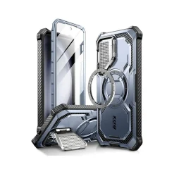 i-Blason ArmorBox MagSafe Rugged Case for Samsung Galaxy S24+, Shock Absorbing, Metallic Blue (GS24PLUSABSPTT)