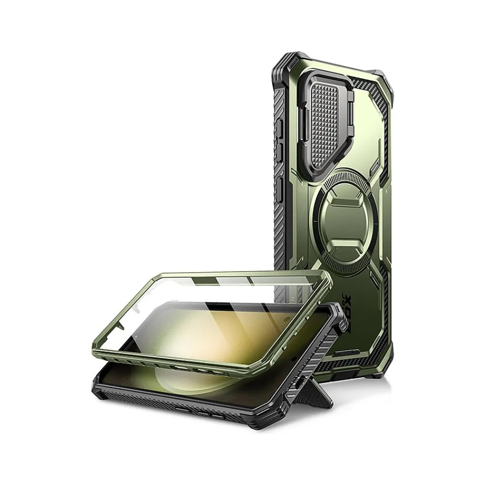 i-Blason ArmorBox MagSafe Rugged Case for Samsung Galaxy S24, Shock Absorbing, Dark Green (GS24ABSPGN)
