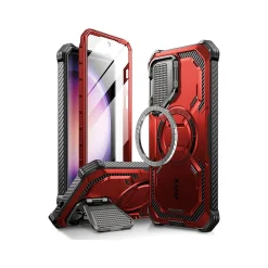 i-Blason ArmorBox MagSafe Rugged Case for Samsung Galaxy S24+, Shock Absorbing, Metallic Red (GS24PLUSABSPRD)