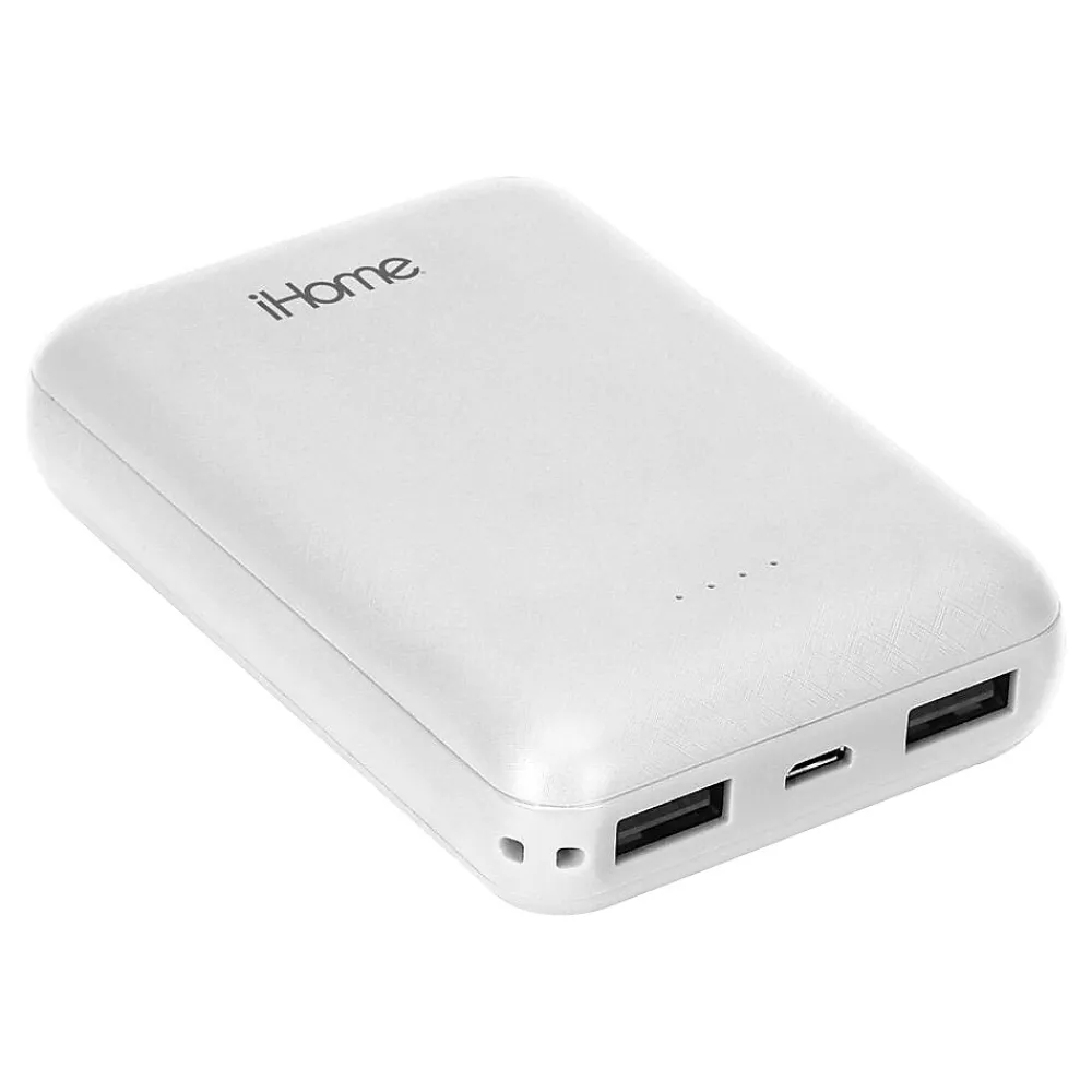 USB-A Power Bank, 10000mAh, White (IHPP2200W-OD)<iHome New