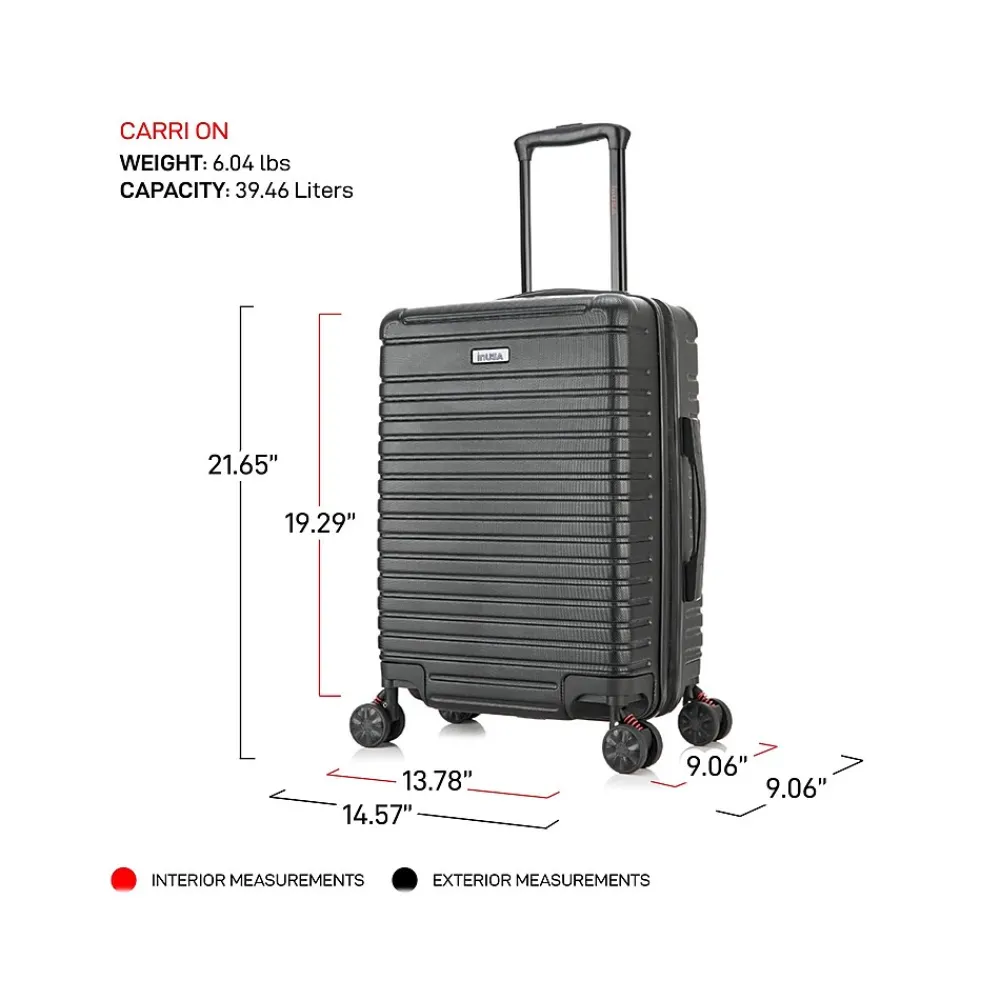 Deep 20" Hardside Carry-On Suitcase, 4-Wheeled Spinner, Black (IUDEE00S-BLK)<InUSA Outlet