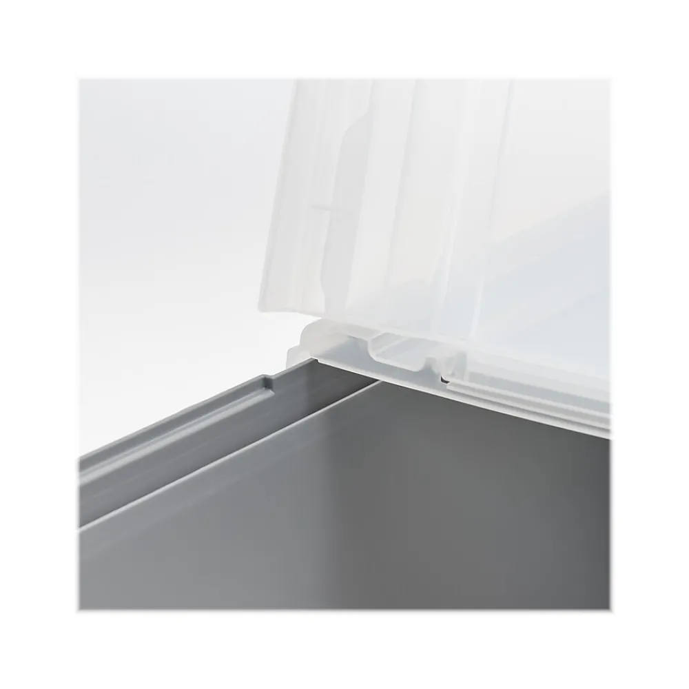 File Storage|Iris Plastic File Box with Split Lid, Letter Size, Gray, 4/Pack (500167)