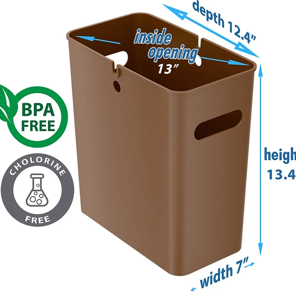 SlimGiant Polypropylene Trash Can with no Lid, Toffee Brown, 4.2 gal., 6/Pack (SG105Nx6)<iTouchless Sale