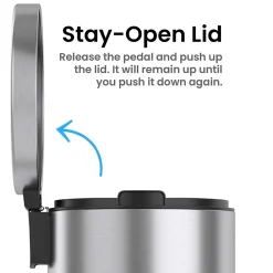 SoftStep Round Stainless Steel Step Trash Can with Hinged Lid, 7.93 Gallon (IP08RSS)<iTouchless Discount