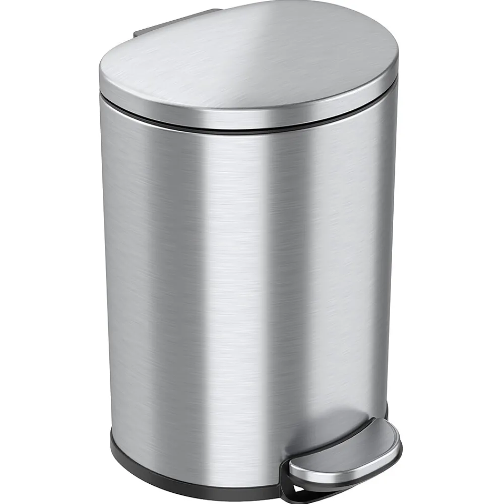 SoftStep Semi-Round Stainless Steel Step Trash Can with Hinged Lid, 2.91 Gallon (IP03DSS)<iTouchless Hot