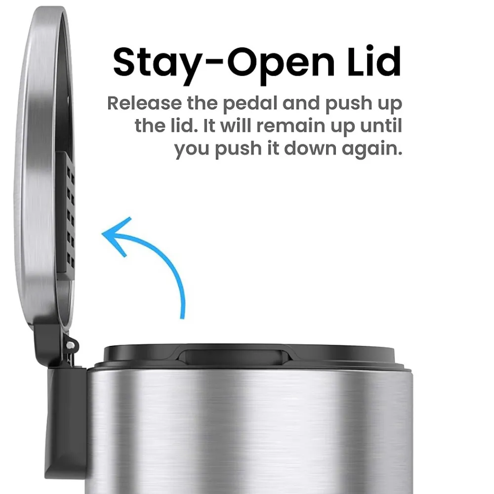 SoftStep Semi-Round Stainless Steel Step Trash Can with Hinged Lid, 2.91 Gallon (IP03DSS)<iTouchless Hot