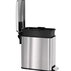 SoftStep Stainless Steel Slim Step Trash Can with AbsorbX Odor Control System, Silver, 3 Gal. (PS03RSS)<iTouchless Best