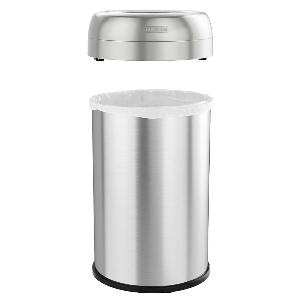 Stainless Steel 13 Gallon Dual-Deodorizer Round Open Top Trash Can<iTouchless