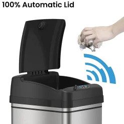 Stainless Steel Sensor Trash Can, 13 Gallon, Silver (DZT13)<iTouchless Outlet