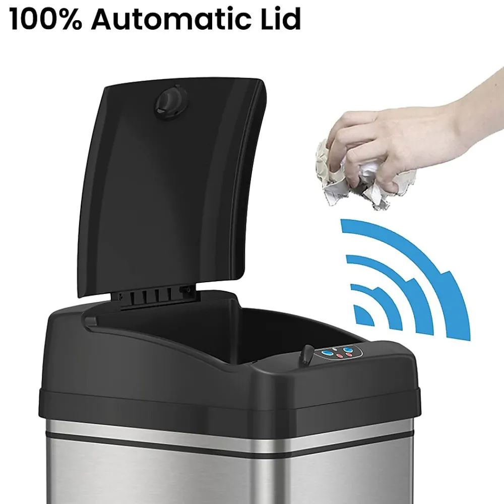 Stainless Steel Sensor Trash Can, 13 Gallon, Silver (DZT13)<iTouchless Outlet