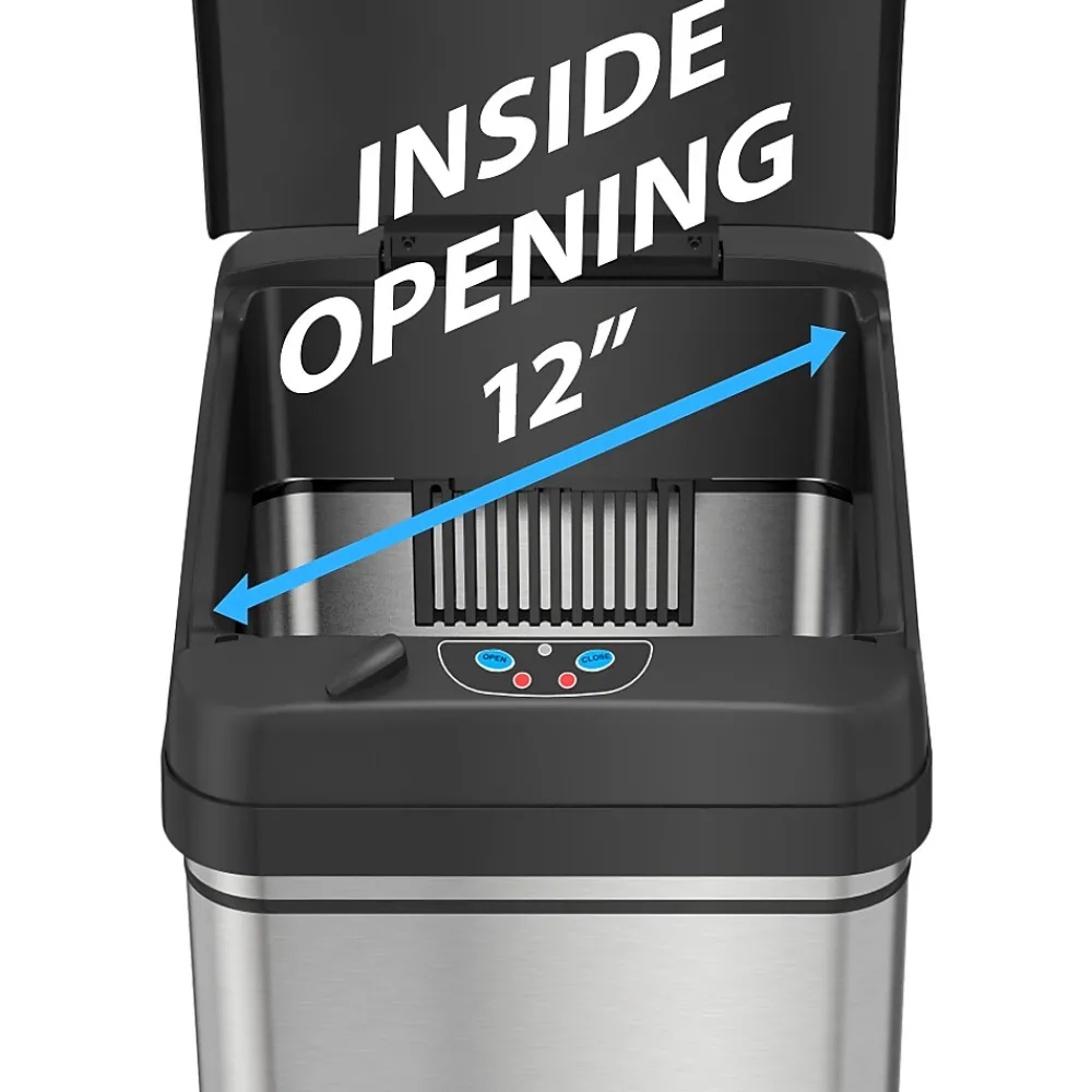 Stainless Steel Sensor Trash Can, 13 Gallon, Silver (DZT13)<iTouchless Outlet