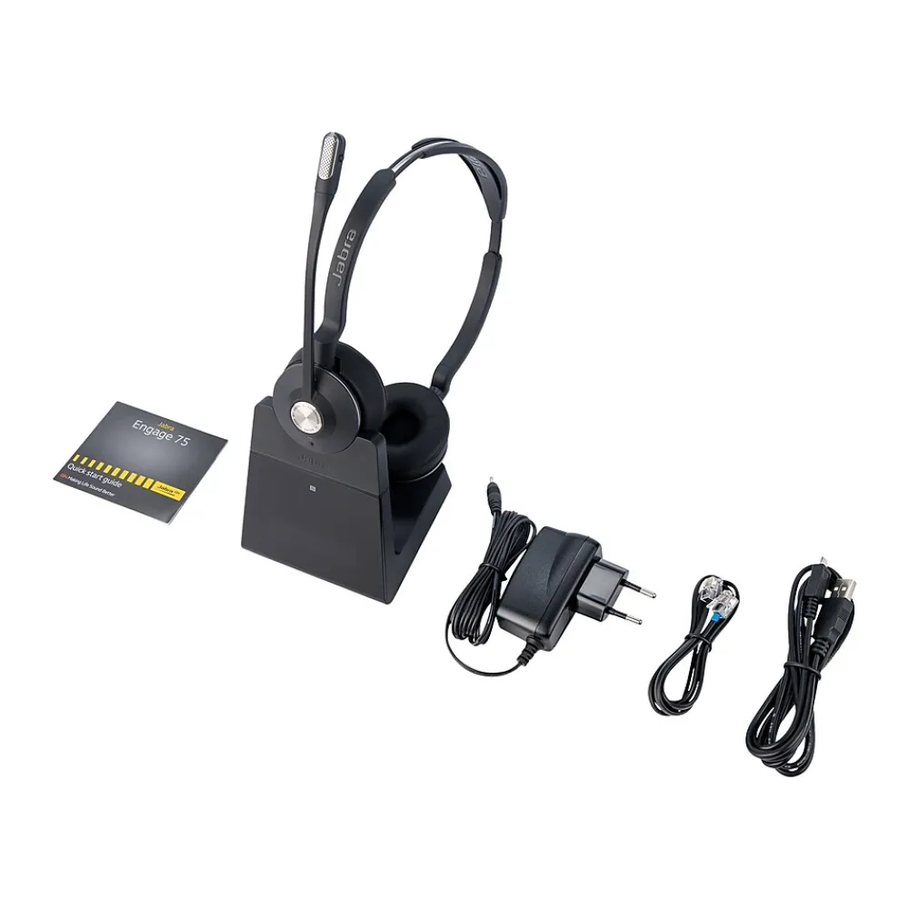 Hot jabra Engage 75 Wireless Noise Canceling Stereo Computer Over-the-Ear Headset, MS Certified, Black (9559-583-125)