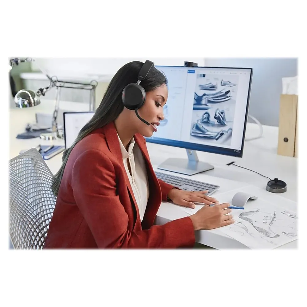 Sale jabra Evolve2 75 Wireless Noise Canceling Bluetooth Stereo Mobile On Ear Headset, USB-A, Black (27599-989-999)