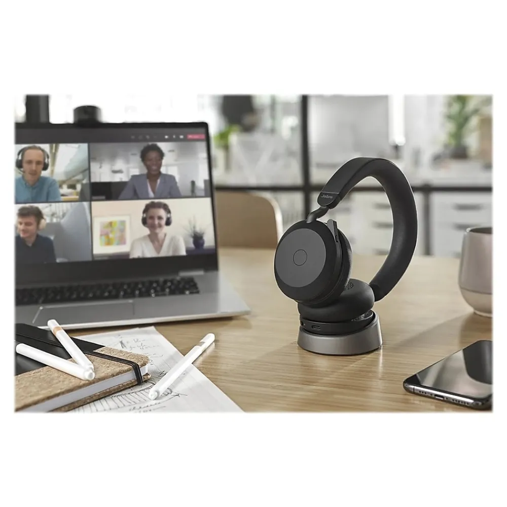 New jabra Evolve2 75 Wireless Noise Canceling Bluetooth Stereo Mobile On Ear Headset, USB-A, Black (27599-989-989)
