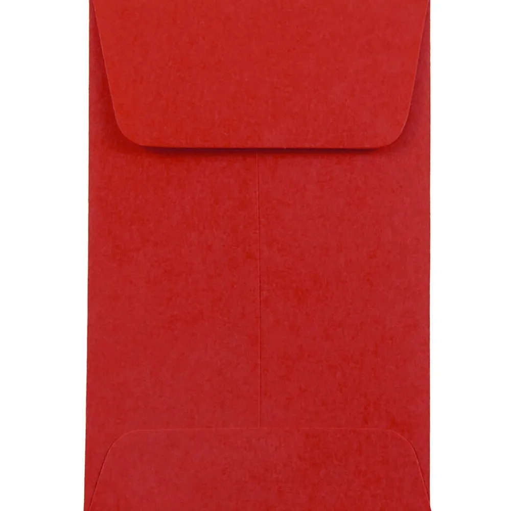 New JAM Paper ® #1 Coin Business Colored Envelopes, 2.25 x 3.5, Red Recycled, 100/Pack (356730632F)