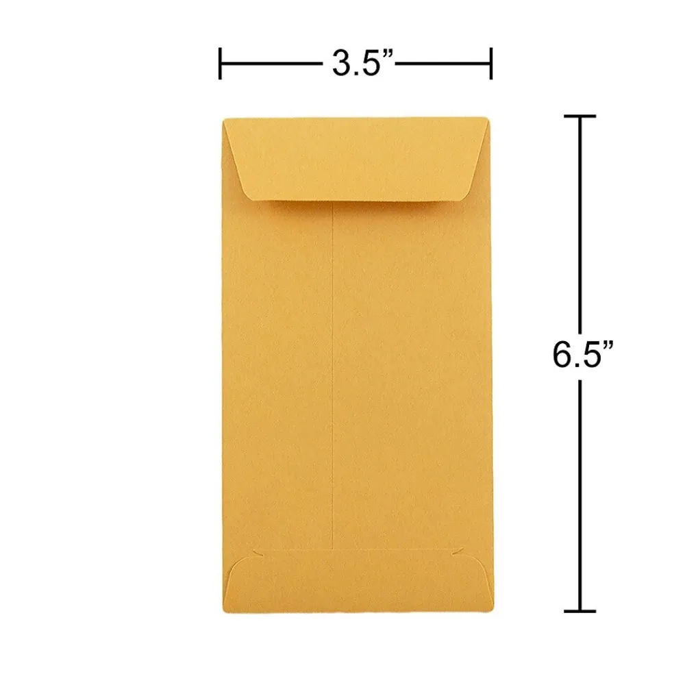 Clearance JAM Paper #7 Kraft Coin Envelope, 3 1/2" x 6 1/2", Brown Kraft, 50/Pack (95125I)
