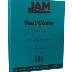 Card Stock*JAM Paper 80 lb. Cardstock Paper, 8.5" x 11", Teal, 50 Sheets/Pack (1524384)